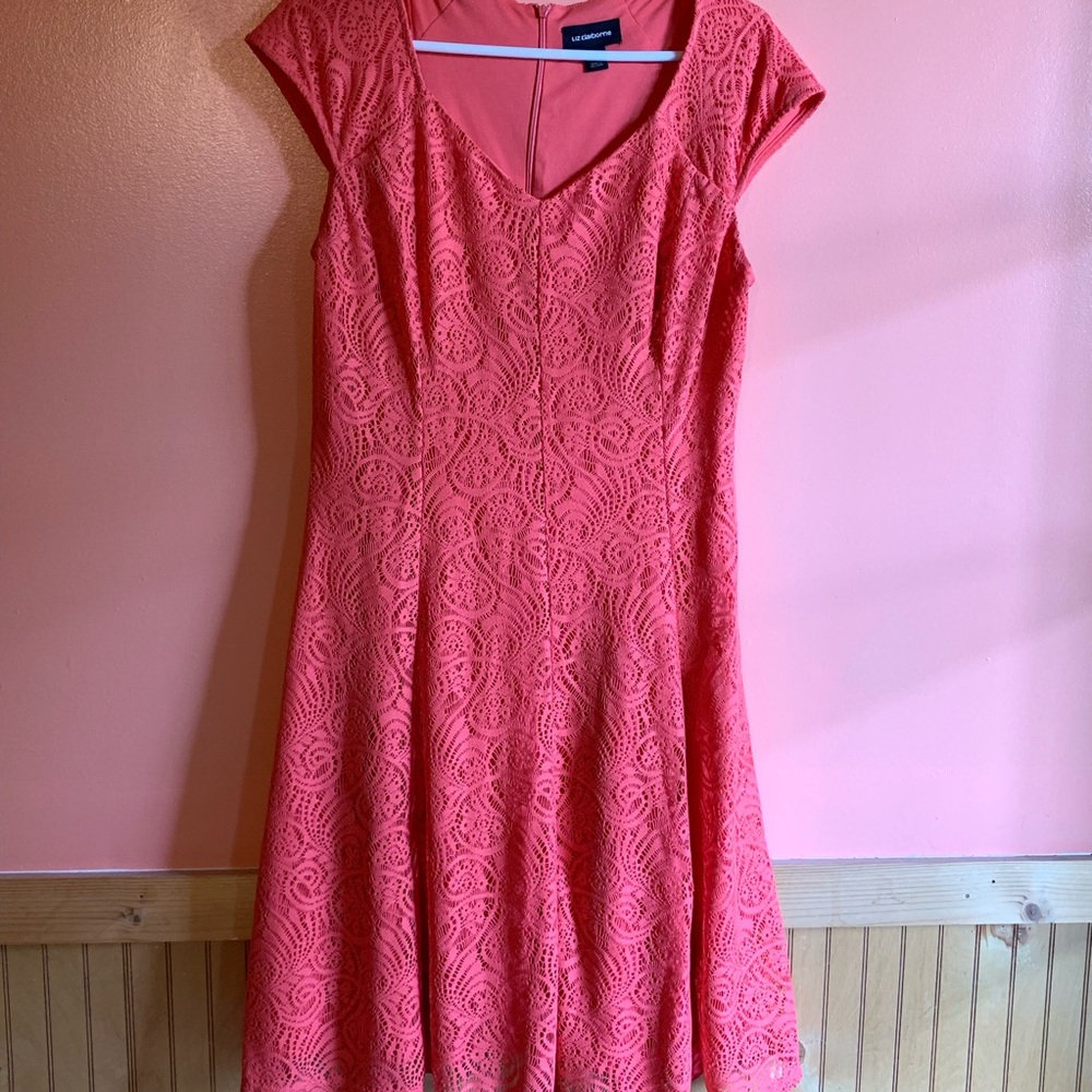 Liz Claiborne coral lacy dress